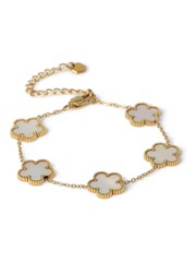 Aela Gold Tone Waterproof Stainless Steel Mother Of Pearl Flower Bracelet - Image 4 of 4