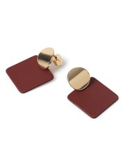 Aela Burgundy Red Square Powdercoat Drop Earrings - Image 4 of 4