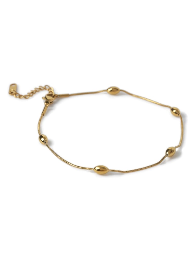 Aela Gold Tone Waterproof Stainless Steel Ball Anklet - Image 3 of 3