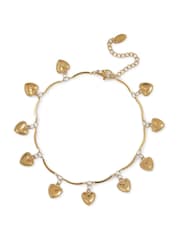 Aela Gold Tone Waterproof Stainless Steel Heart Anklet - Image 2 of 3