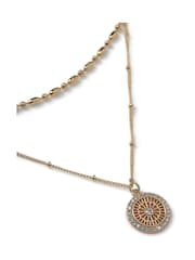 Aela Gold Tone Diamond Simulants Multi Row Coin Pendant Necklace - Image 2 of 2