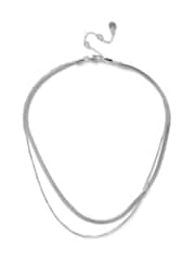 Aela Silver Tone Waterproof Stainless Steel 2 Row Snake Chain Necklace - Image 1 of 2