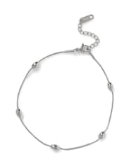 Aela Silver Tone Waterproof Stainless Steel Ball Anklet - Image 1 of 2