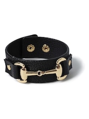 Aela Leather Look Cuff Black Bracelet - Image 1 of 3