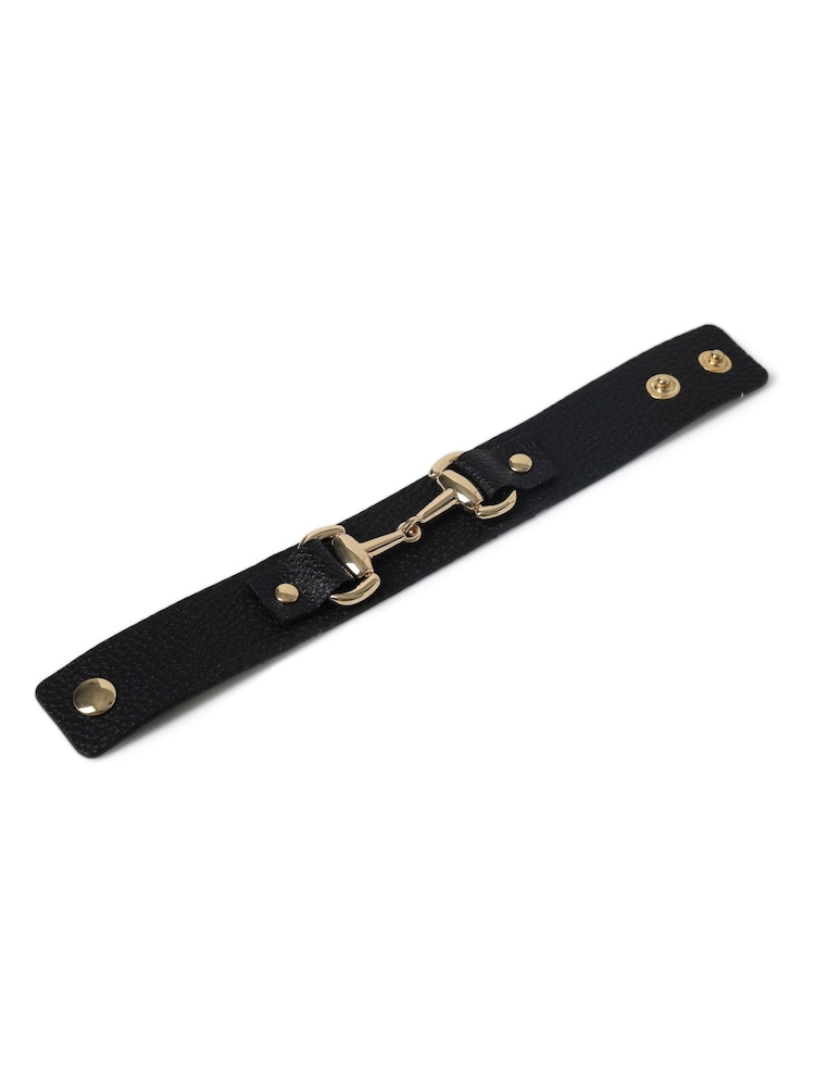 Aela Leather Look Cuff Black Bracelet - Image 3 of 3