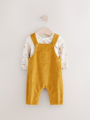 Tan Brown 100% Cotton Corduroy Dungaree Set 2 Piece - Image 1 of 5
