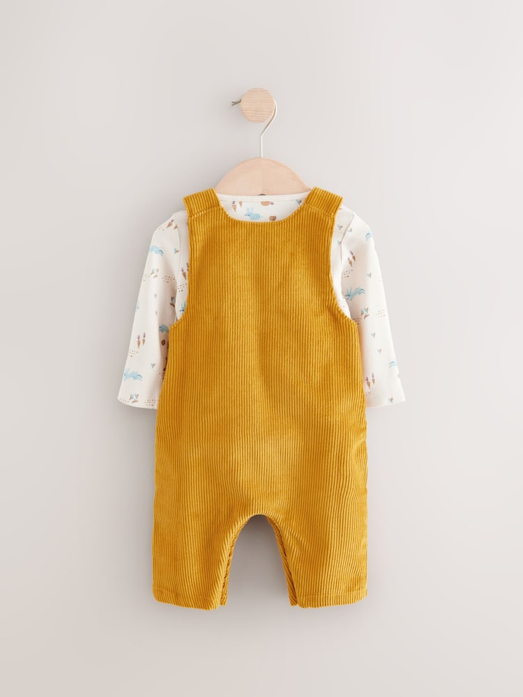 Tan Brown 100% Cotton Corduroy Dungaree Set 2 Piece - Image 2 of 5