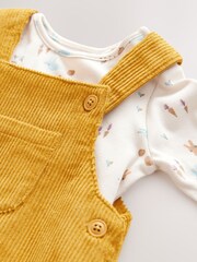 Tan Brown 100% Cotton Corduroy Dungaree Set 2 Piece - Image 4 of 5