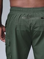 Kaki zelena - Active kargo hlače (z žepi na hlačnicah) Gym Training Shorts - Slika 6 iz 10
