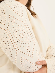 FatFace Ivory Broderie Crew 100% Cotton Sweatshirt - Image 8 of 9