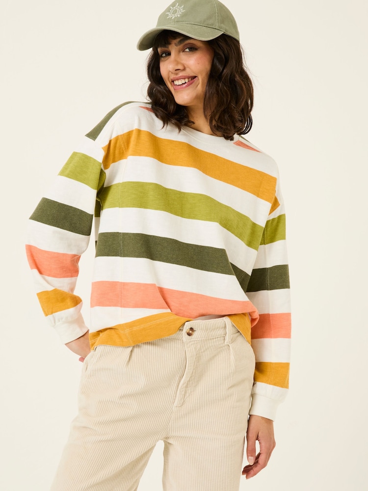 مقلم ألوان متعددة - FatFace Crew Sweat Top - صورة 1 من 6