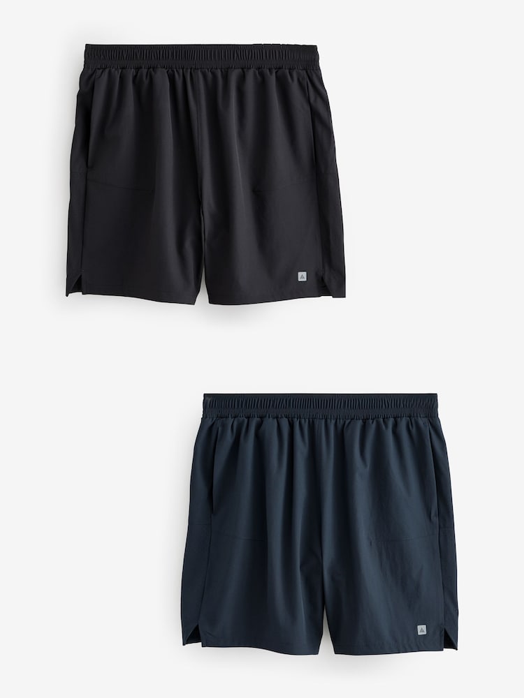 Black/Navy Blue 7 Inch Active Gym Sports Shorts 2 Pack - Image 1 of 10
