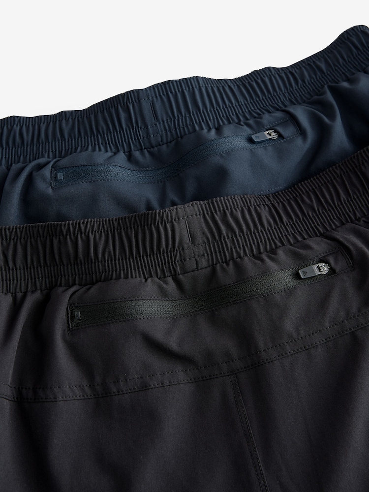 Black/Navy Blue 7 Inch Active Gym Sports Shorts 2 Pack - Image 10 of 10