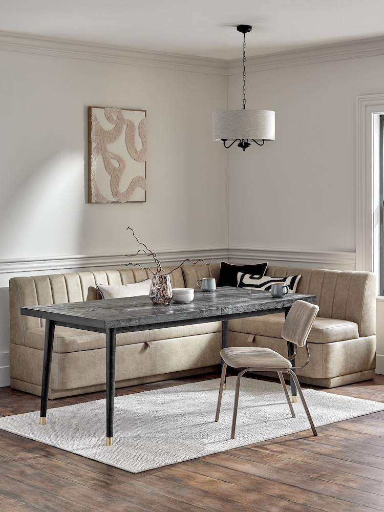 Monza Faux Leather Mink Anderson Storage Right Hand Dining Bench - Image 1 of 12