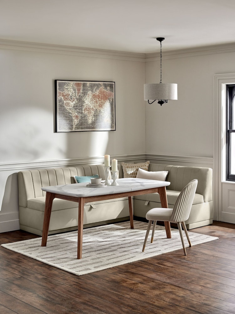 Soft Velvet Pebble Anderson Storage Right Hand Dining Bench - Image 1 of 11