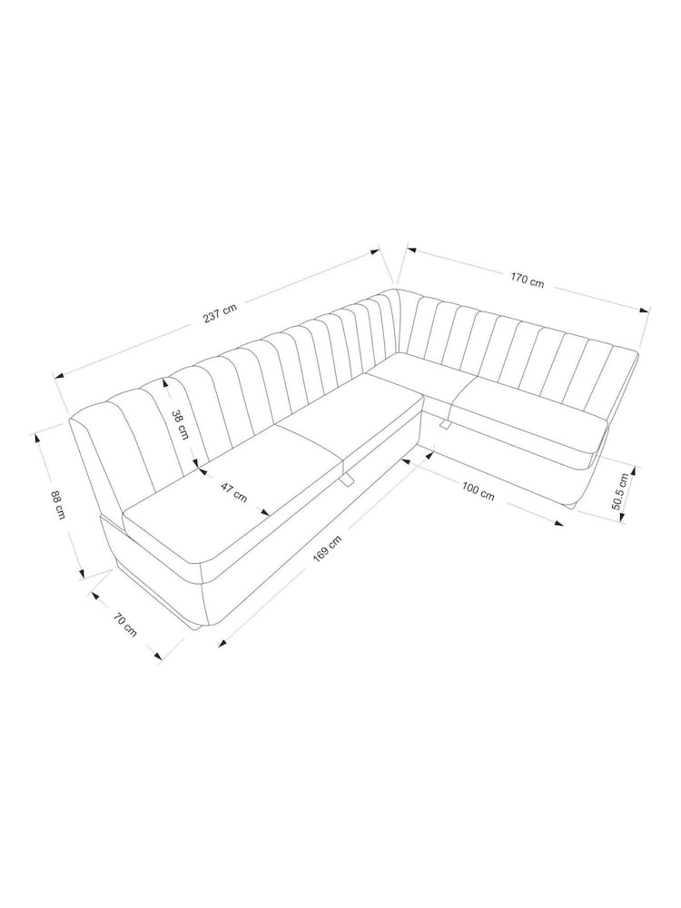 Soft Velvet Pebble Anderson Storage Right Hand Dining Bench - Image 11 of 11