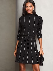 Lipsy Black Studded Knitted Co Ord Skirt - Image 1 of 4