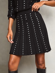 Lipsy Black Studded Knitted Co Ord Skirt - Image 2 of 4
