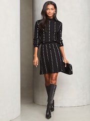 Lipsy Black Studded Knitted Co Ord Skirt - Image 3 of 4
