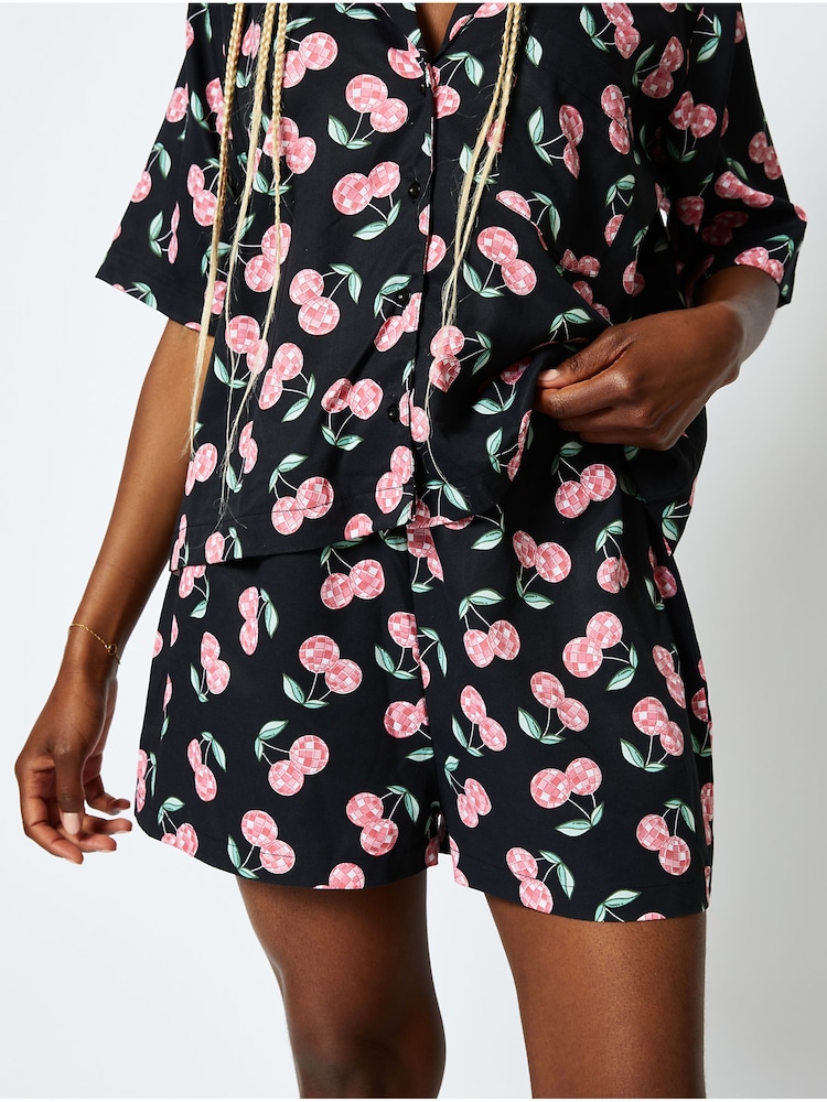 Disco Cherry Shorts in Black - Image 1 of 5