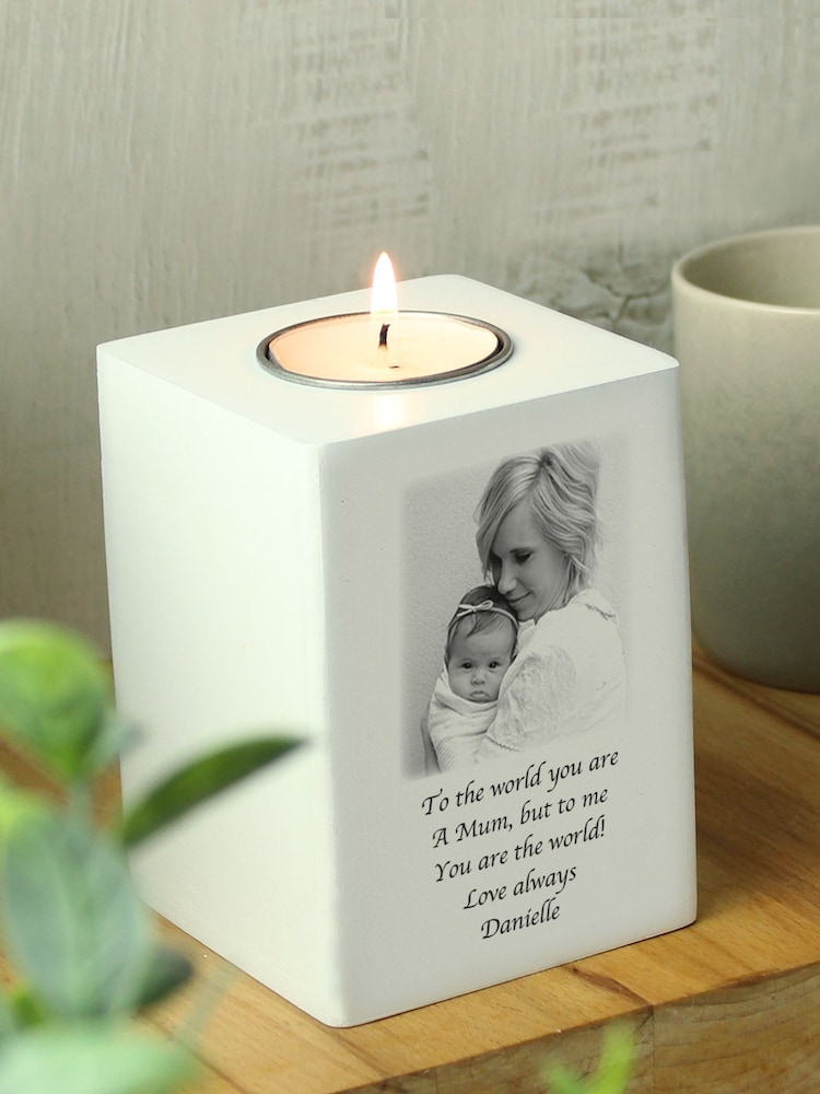 Personalised Photo Upload White Wooden Tea Light Candle Holder by PMC - Image 2 of 3 Personalised Photo Upload White Wooden Tea Light Candle Holder by PMC - Image 2 of 3