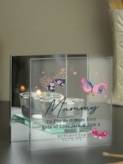 Natural Personalised Butterfly Mirrored Tea Light Candle Holder by PMC - Image 1 of 3