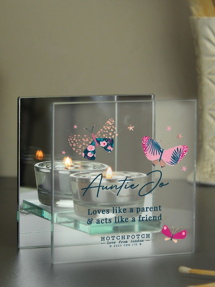 Natural Personalised Butterfly Mirrored Tea Light Candle Holder by PMC - Image 3 of 3