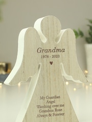 Personalised Rustic Wooden Angel Brown Decoration by PMC - Image 2 of 4