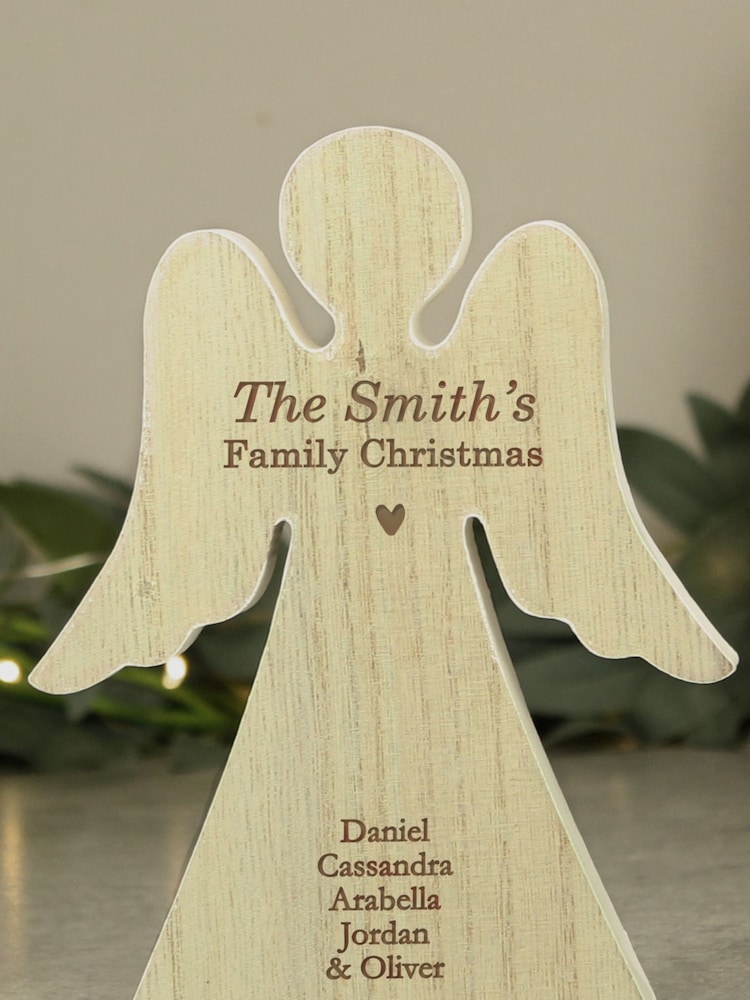 Personalised Rustic Wooden Angel Brown Decoration by PMC - Image 4 of 4