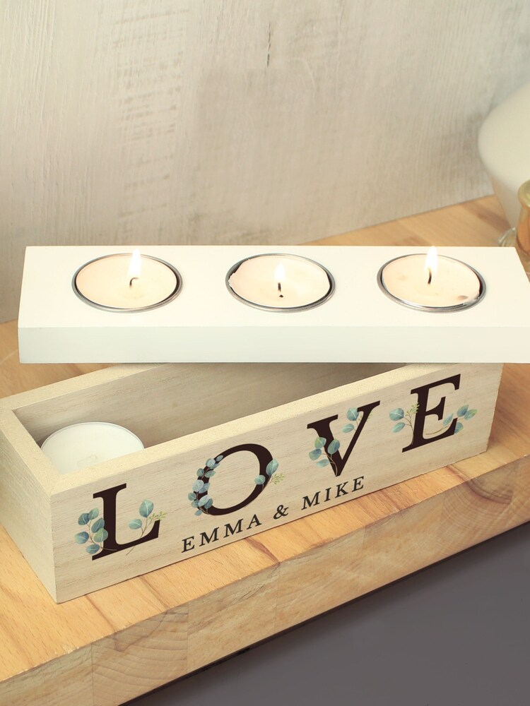 Personalised LOVE Triple Tealight Candle Holder & Storage Box by PMC - Image 2 of 3