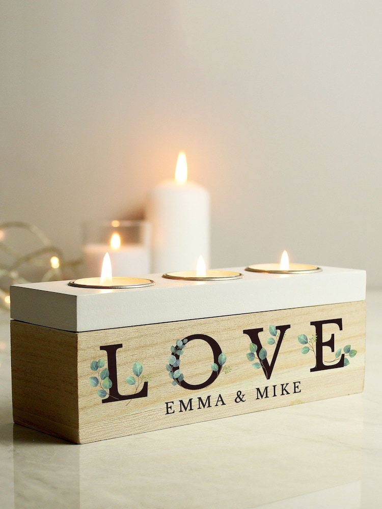 Personalised LOVE Triple Tealight Candle Holder & Storage Box by PMC - Image 3 of 3
