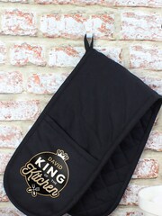 100% Cotton Personalised King of the Kitchen Oven Gloves by PMC - Image 2 of 3