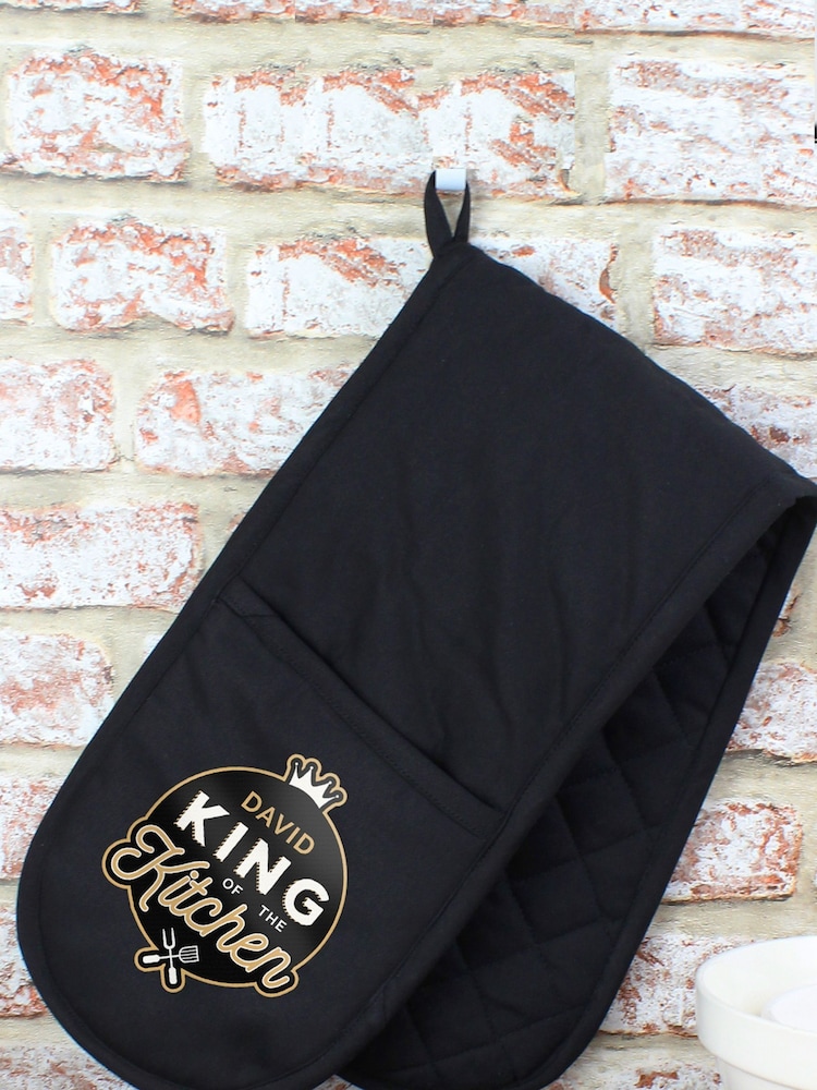 100% Cotton Personalised King of the Kitchen Oven Gloves by PMC - Image 2 of 3