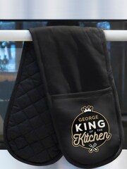 100% Cotton Personalised King of the Kitchen Oven Gloves by PMC - Image 3 of 3
