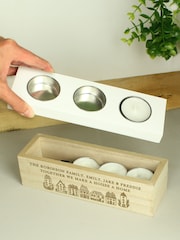 Personalised New Home Wooden Tea Light Candle Holder & Storage Box by PMC - Image 2 of 3