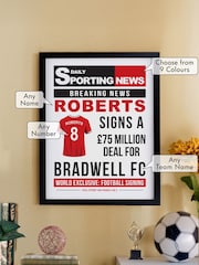 Personalised Football Signing Newspaper Framed Print by PMC - Image 1 of 4
