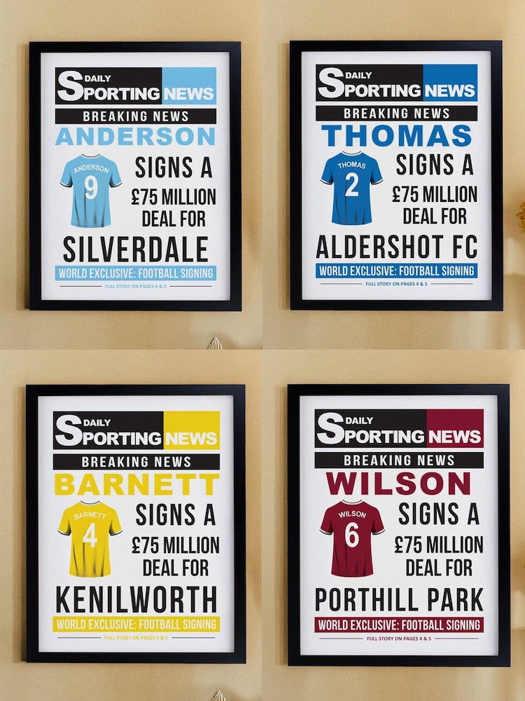 Personalised Football Signing Newspaper Framed Print by PMC - Image 2 of 4