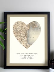 Personalised 1896 - 1904 Revised Map Heart Framed Print by PMC - Image 1 of 3