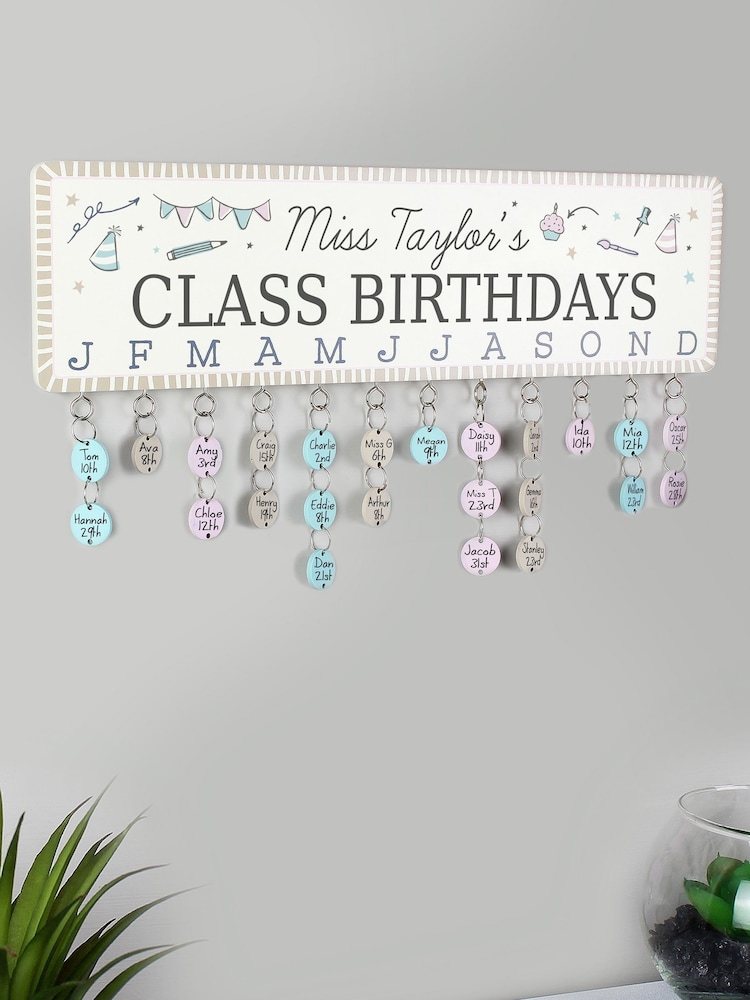 Natural Personalised Birthday Calendar Plaque with Wooden Discs by PMC - Image 1 of 3