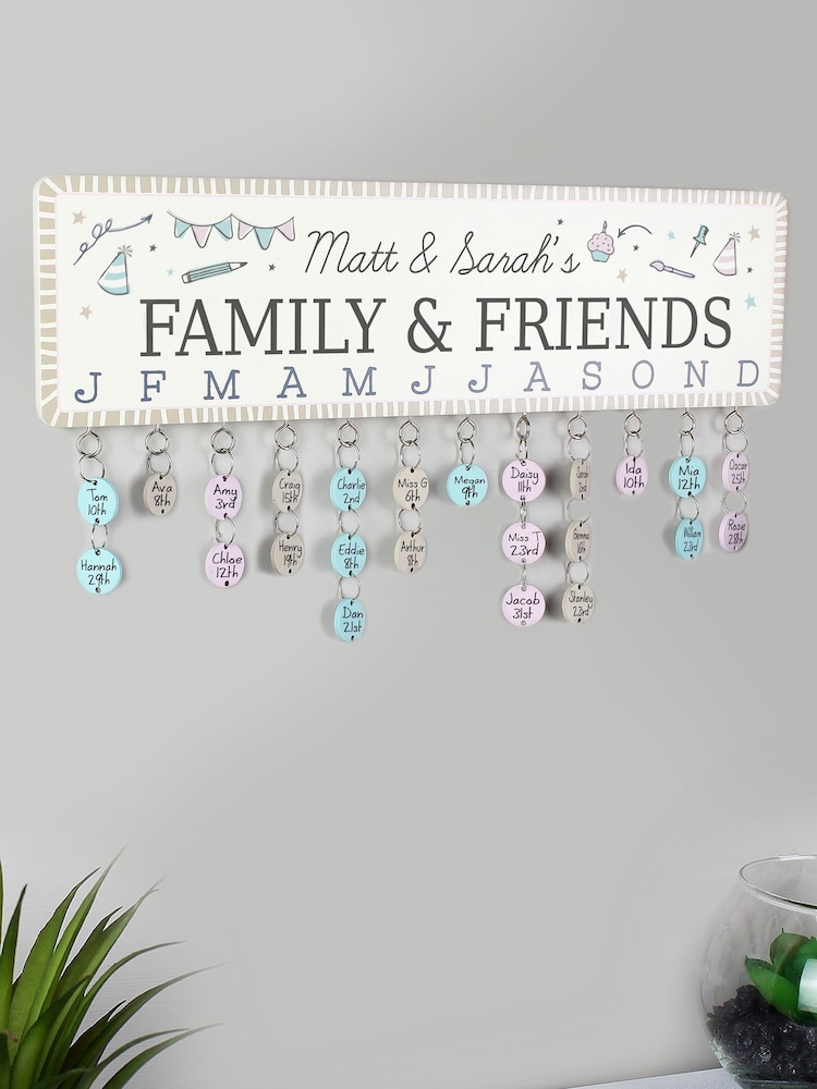 Natural Personalised Birthday Calendar Plaque with Wooden Discs by PMC - Image 2 of 3
