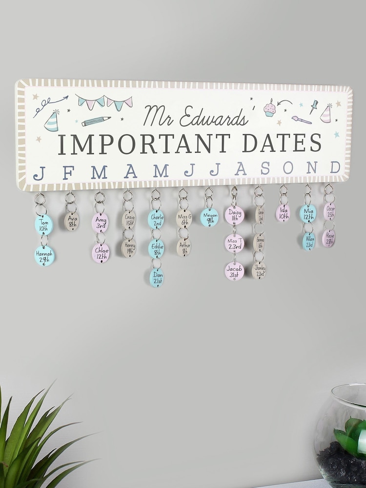 Natural Personalised Birthday Calendar Plaque with Wooden Discs by PMC - Image 3 of 3
