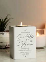 Personalised Our Star In Heaven Wooden Tea Light Candle Holder by PMC - Image 1 of 3