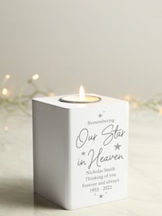 Personalised Our Star In Heaven Wooden Tea Light Candle Holder by PMC - Image 3 of 3