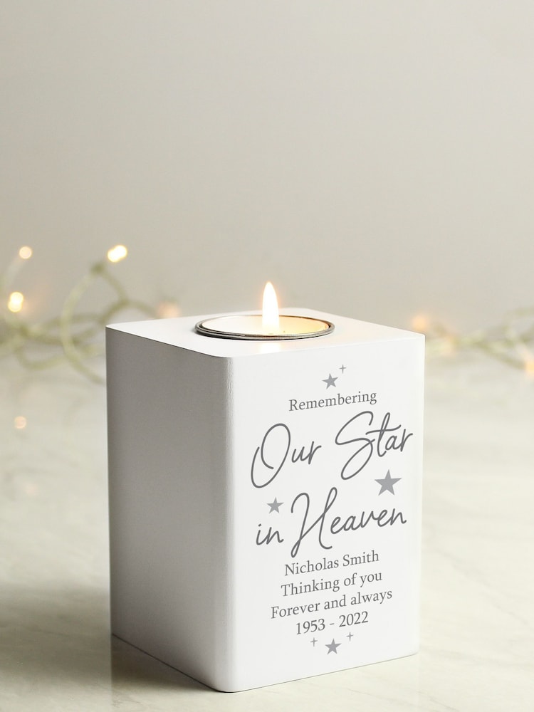 Personalised Our Star In Heaven Wooden Tea Light Candle Holder by PMC - Image 3 of 3