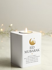 Natural Personalised Eid White Wooden Tea Light Holder by PMC - Image 3 of 3