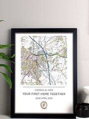 Personalised Present Day Map Framed Print by PMC - Image 1 of 3