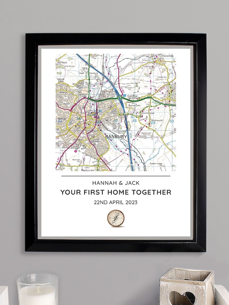 Personalised Present Day Map Framed Print by PMC - Image 2 of 3