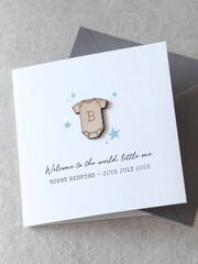 Personalised Engraved Babygrow New Baby Keepsake Card by No Ordinary Gift - Image 1 of 1