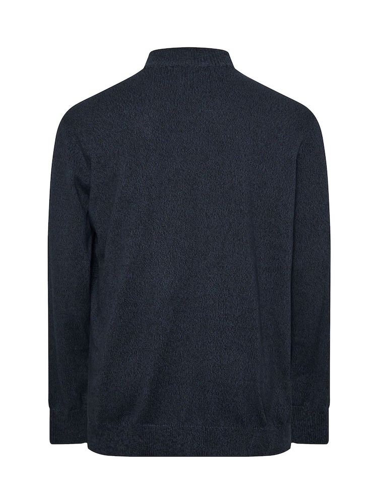 BadRhino Big & Tall Blue 100% Cotton Cable Quarter Zip Jumper - Image 4 of 4