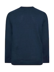 BadRhino Big & Tall Blue 100% Cotton Cable Crew Neck Jumper - Image 4 of 4